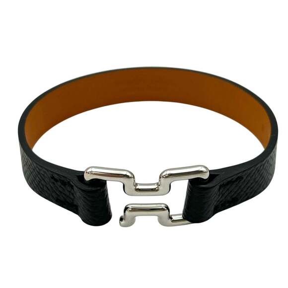 Hermes HERMES Bracelet Tonight Bangle Leather Black Men's